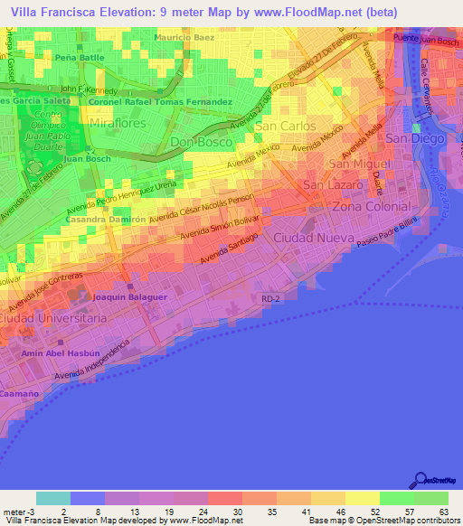 Villa Francisca,Dominican Republic Elevation Map