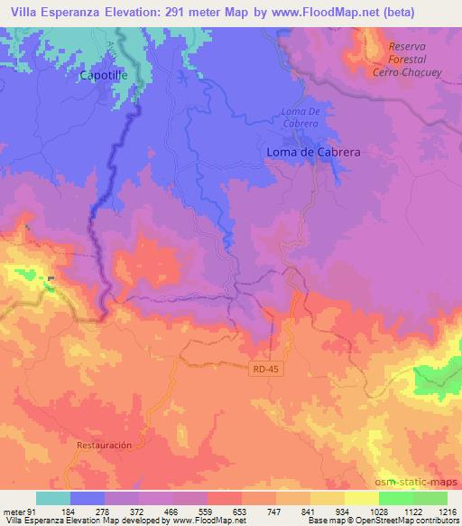 Villa Esperanza,Dominican Republic Elevation Map