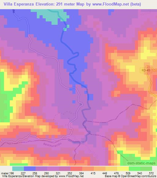 Villa Esperanza,Dominican Republic Elevation Map