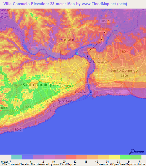 Villa Consuelo,Dominican Republic Elevation Map