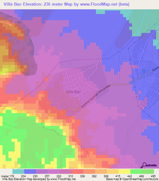 Villa Bao,Dominican Republic Elevation Map