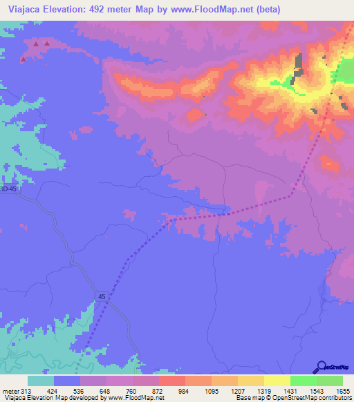 Viajaca,Dominican Republic Elevation Map