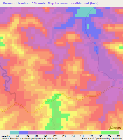 Verraco,Dominican Republic Elevation Map