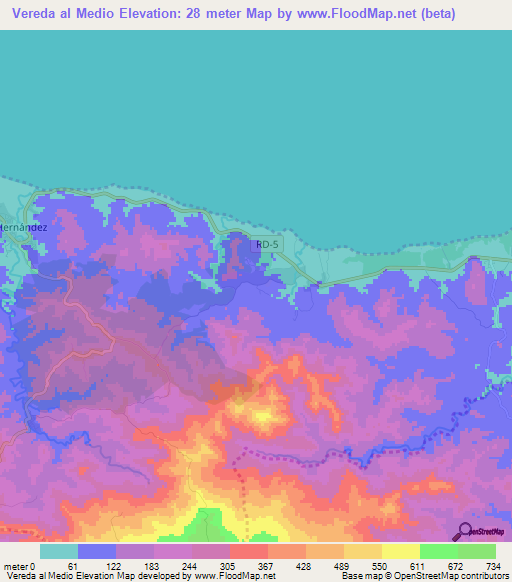 Vereda al Medio,Dominican Republic Elevation Map