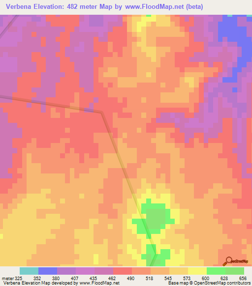 Verbena,Dominican Republic Elevation Map