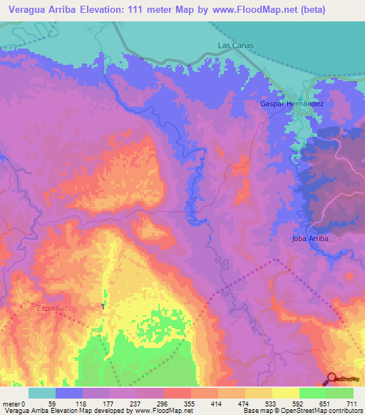 Veragua Arriba,Dominican Republic Elevation Map