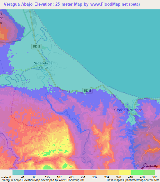 Veragua Abajo,Dominican Republic Elevation Map