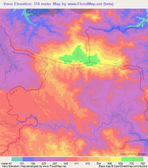 Venu,Dominican Republic Elevation Map