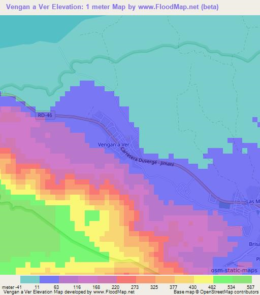 Vengan a Ver,Dominican Republic Elevation Map