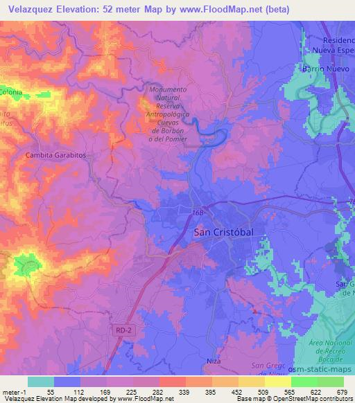 Velazquez,Dominican Republic Elevation Map