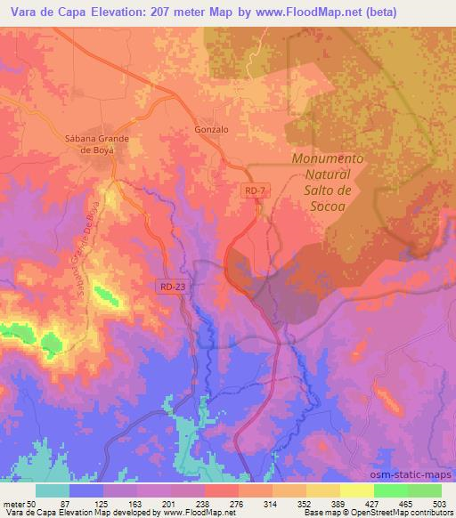 Vara de Capa,Dominican Republic Elevation Map