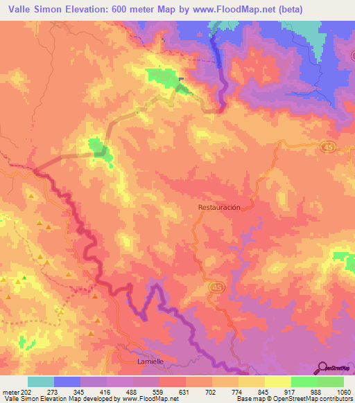 Valle Simon,Dominican Republic Elevation Map