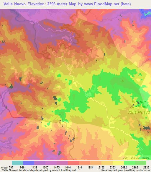 Valle Nuevo,Dominican Republic Elevation Map