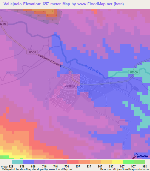 Vallejuelo,Dominican Republic Elevation Map