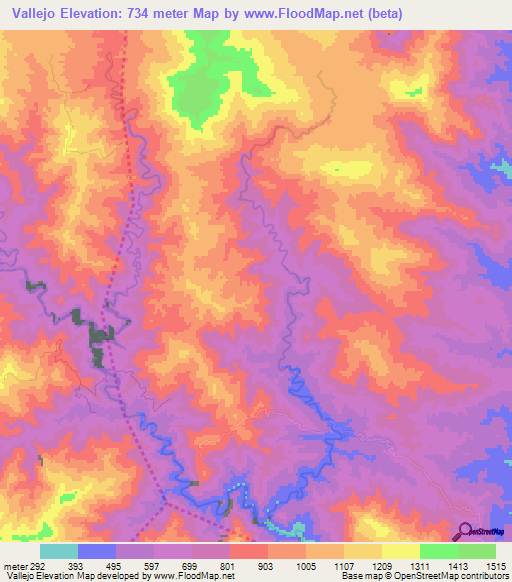 Vallejo,Dominican Republic Elevation Map