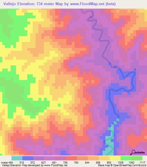 Vallejo,Dominican Republic Elevation Map