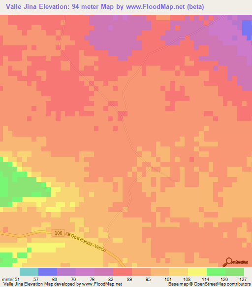 Valle Jina,Dominican Republic Elevation Map