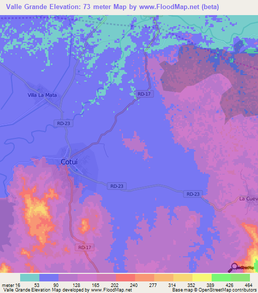 Valle Grande,Dominican Republic Elevation Map