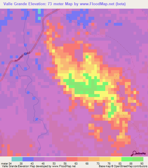 Valle Grande,Dominican Republic Elevation Map