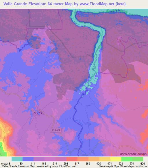 Valle Grande,Dominican Republic Elevation Map