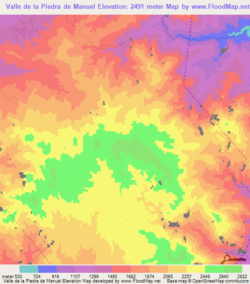 Valle de la Piedra de Manuel,Dominican Republic Elevation Map