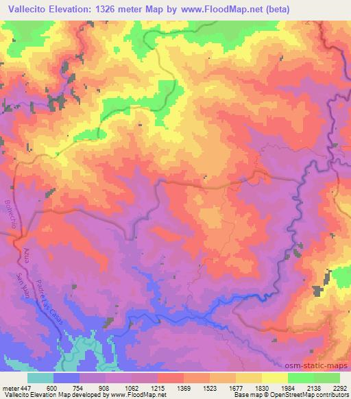 Vallecito,Dominican Republic Elevation Map