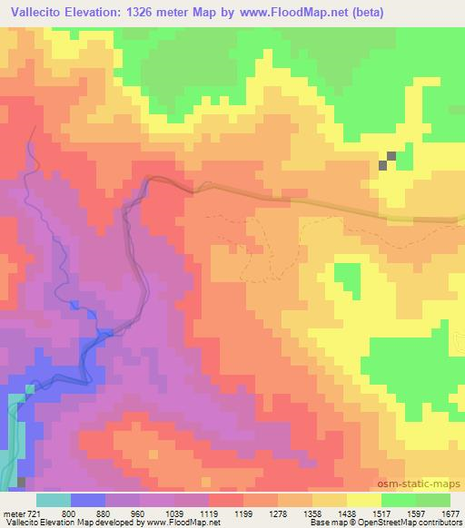 Vallecito,Dominican Republic Elevation Map