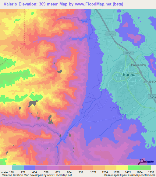 Valerio,Dominican Republic Elevation Map