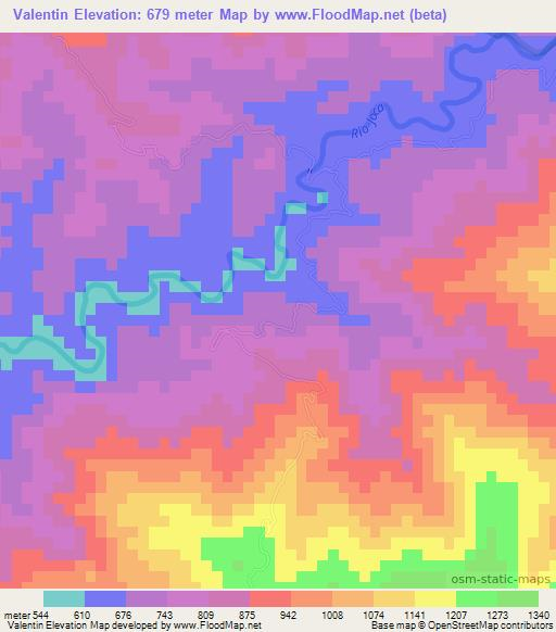 Valentin,Dominican Republic Elevation Map