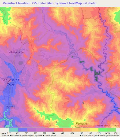 Valentin,Dominican Republic Elevation Map