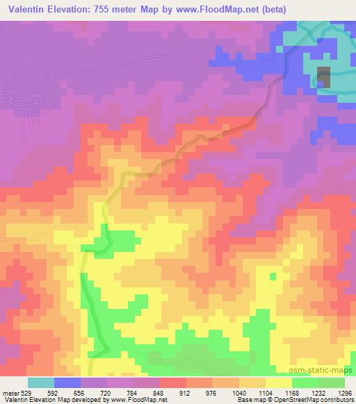 Valentin,Dominican Republic Elevation Map