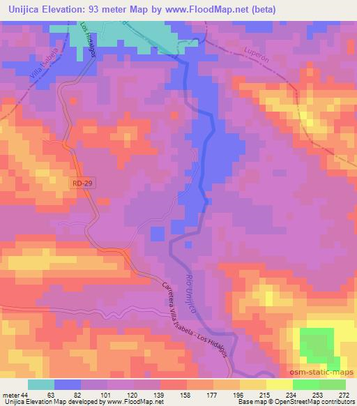 Unijica,Dominican Republic Elevation Map