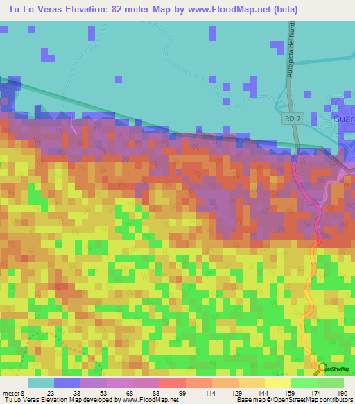 Tu Lo Veras,Dominican Republic Elevation Map