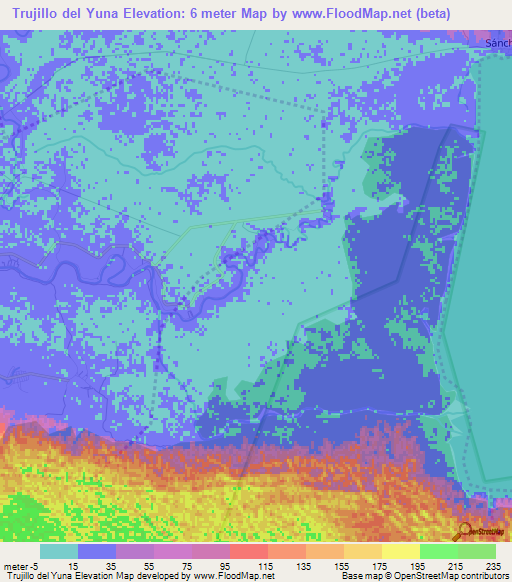 Trujillo del Yuna,Dominican Republic Elevation Map