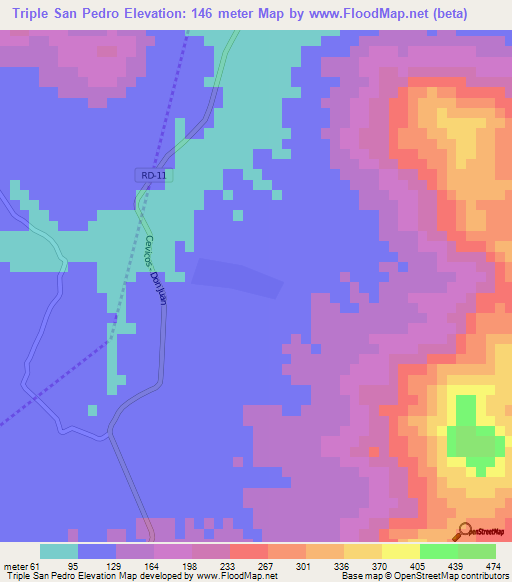 Triple San Pedro,Dominican Republic Elevation Map