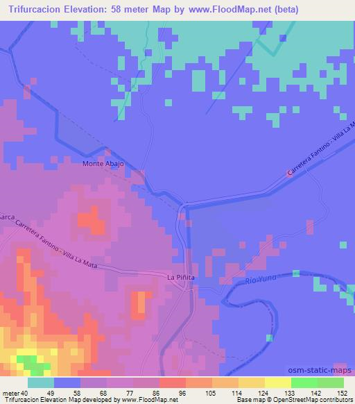 Trifurcacion,Dominican Republic Elevation Map