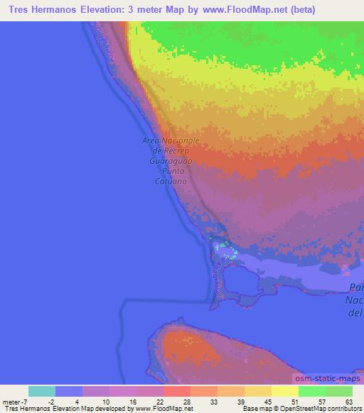 Tres Hermanos,Dominican Republic Elevation Map