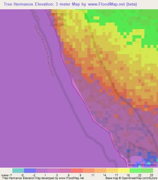 Tres Hermanos,Dominican Republic Elevation Map