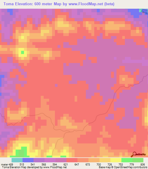 Toma,Dominican Republic Elevation Map