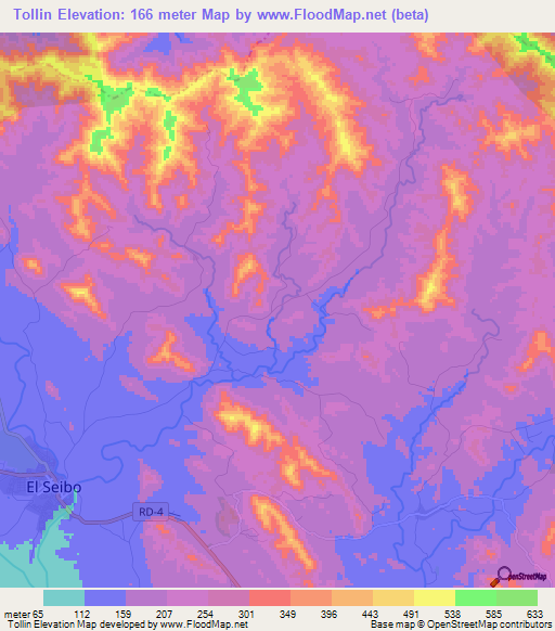 Tollin,Dominican Republic Elevation Map