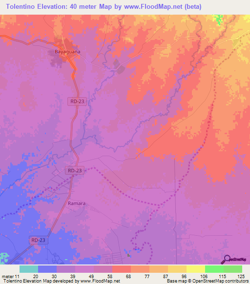 Tolentino,Dominican Republic Elevation Map