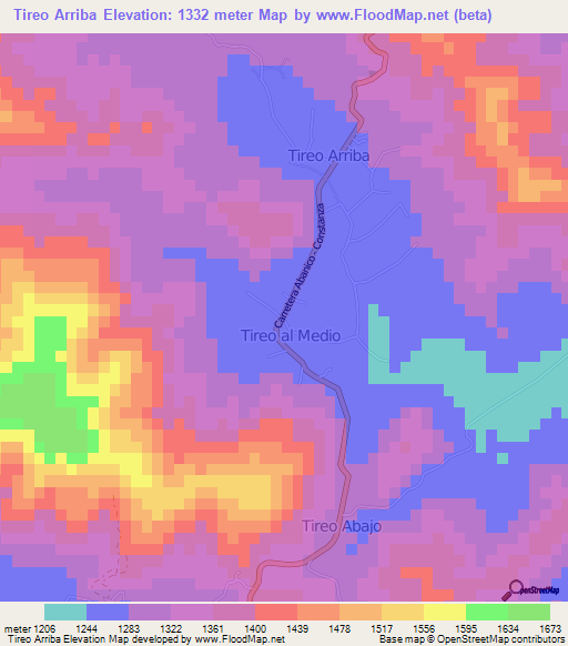 Tireo Arriba,Dominican Republic Elevation Map