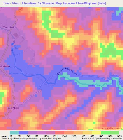 Tireo Abajo,Dominican Republic Elevation Map