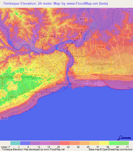 Timbeque,Dominican Republic Elevation Map