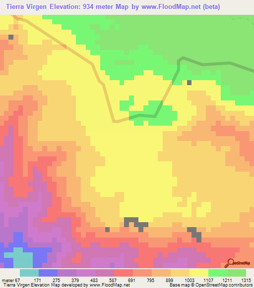 Tierra Virgen,Dominican Republic Elevation Map