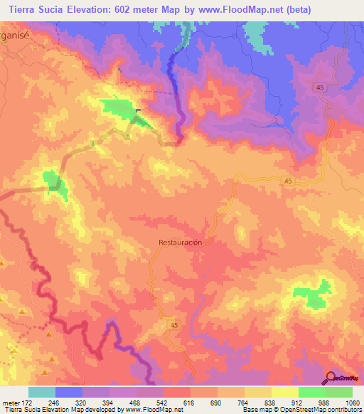 Tierra Sucia,Dominican Republic Elevation Map