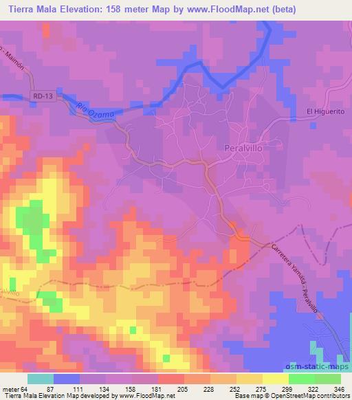 Tierra Mala,Dominican Republic Elevation Map