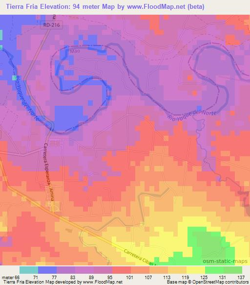 Tierra Fria,Dominican Republic Elevation Map