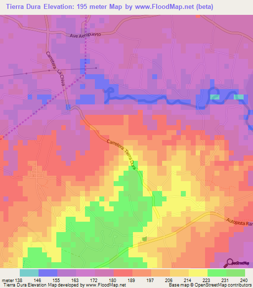 Tierra Dura,Dominican Republic Elevation Map