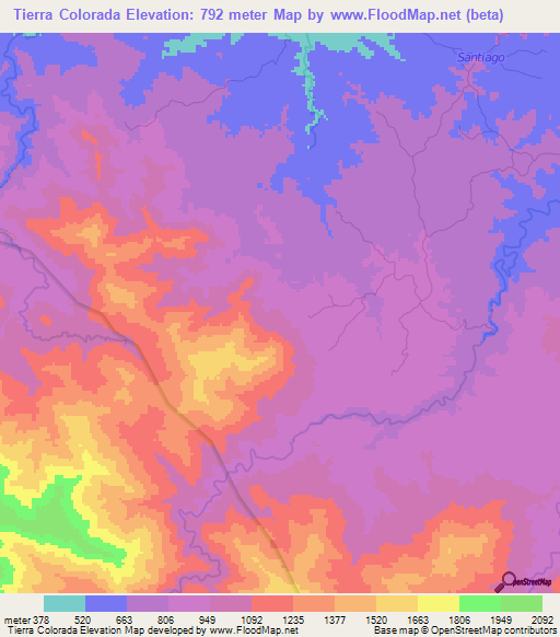 Tierra Colorada,Dominican Republic Elevation Map